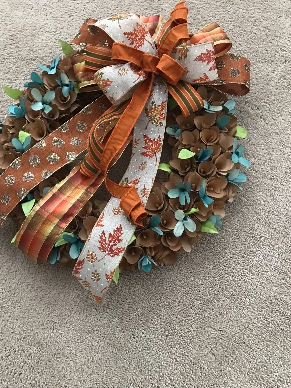 Fall Floral Wreath with Orange Bow